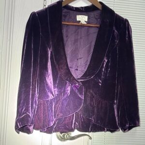 LOFT Deep Purple Velvet Peplum Blazer